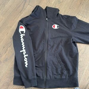 Champion designer black zip up hoodie for girls
